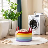 Grand panier en corde de coton tissé pour linge de bébé panier pliable pour couverture de salon organisation pour le stockage des vêtements