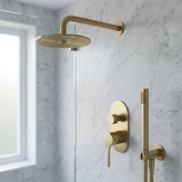 Ensemble de douche thermostatique à trois fonctions en laiton brossé double, design moderne et élégant