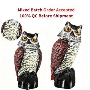 En stock : Dispositif répulsif pour oiseaux en forme de hibou rotatif à 360 degrés avec plusieurs options de fixation pour jardin, patio et plantation - Product Image 1