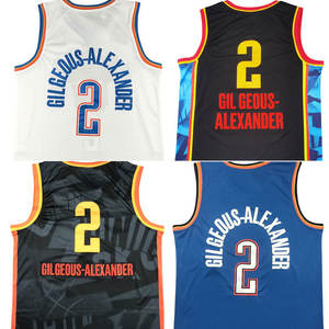 Новинка 2025, дышащая майка большого размера с принтом Oklahoma/прошитая #2 Gilgeous-Alexander #7 Holmgren #8 Williams, баскетбольная майка - Product Image 1