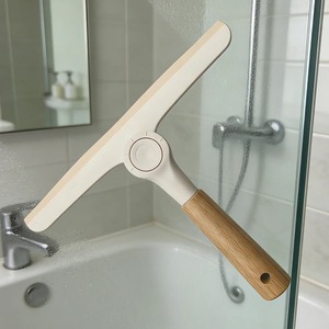 Raclette de douche rotative avec lame en silicone et manche en bambou pour le nettoyage des vitres de salle de bain et des fenêtres - Product Image 2