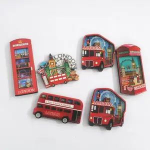 XS Ltd. Özel İngiltere londra İngiltere şehir hatıra orta 3D ahşap buzdolabı mıknatısı manyetik etiket folyo malzeme turist hediyeler için