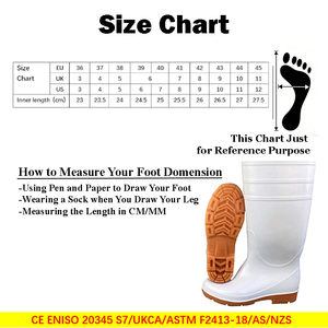 <span class=keywords><strong>Stivali</strong></span> <span class=keywords><strong>da</strong></span> Lavoro Economici in PVC Bianco Impermeabili Antiscivolo Resistenti all'Usura per Cucina, Alimenti e Igiene - Product Image 3