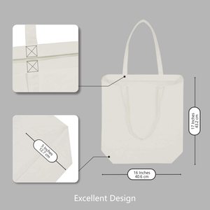 Sac fourre-tout en toile de coton super résistant, grand format 17"x16"x5" 10oz, réutilisable, personnalisable, avec boucle réglable - Product Image 6