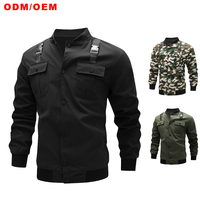 Blouson Bomber Homme Grande Taille Style Vintage Sur Mesure Col Montant Fermeture Éclair Logo Personnalisé Tissu Denim Enduit Coupe-Vent