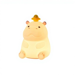 <span class=keywords><strong>Veilleuse</strong></span> LED ATSUI <span class=keywords><strong>Hippo</strong></span>, Lampe Animale Nouveauté en Silicone Alimentaire, 2 Niveaux de Luminosité Réglables, Décoration de Bureau pour Crèche, Cadeau Amusant pour - Product Image 1