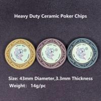 Jetons de poker professionnels en céramique de 14 g, résistants, avec logo personnalisé, 43 mm, grands jetons de casino pour les tournois de Texas Hold'em à hauts enjeux