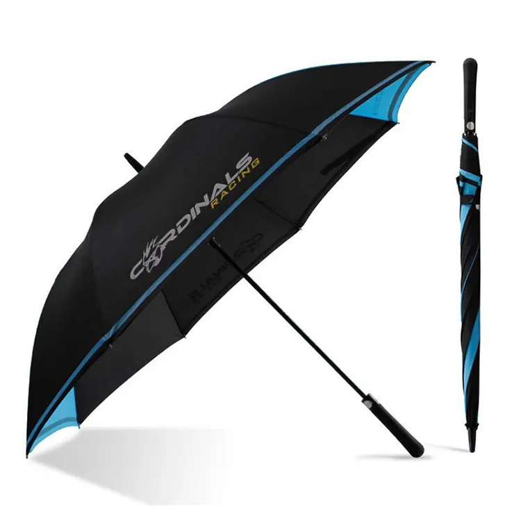 Payung Golf bisnis promosi payung ukuran besar pegangan panjang untuk 2 orang payung Golf hadiah cetak Logo kustom