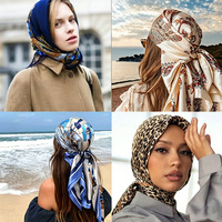 Écharpe longue en satin de soie imprimé léopard réversible, durable, vente en gros d'usine, motif personnalisé, pour femme, cheveux, cou, hijab, châle