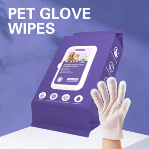 Lingettes humides pour animaux de compagnie, nettoyage complet du corps du chien, sans parfum, avec gants, paquet de 80 pièces - Product Image 2