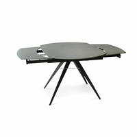 Table à manger rotative à 360° avec plateau en pierre frittée et base en acier inoxydable, mobilier pour projets de villas