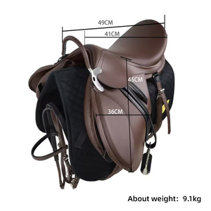 <span class=keywords><strong>Selle</strong></span> polyvalente pour ferme d'élevage, noire et marron, grande taille pour chevaux 1,3m+, ensemble complet d'équipement équestre, bridon rempli d'eau - Product Image 4