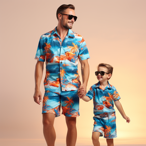 Conjunto de <span class=keywords><strong>Ropa</strong></span> de <span class=keywords><strong>Playa</strong></span> Hawaiana de Verano de Alta Calidad <span class=keywords><strong>para</strong></span> <span class=keywords><strong>Hombre</strong></span>, 2 Piezas, <span class=keywords><strong>Ropa</strong></span> de <span class=keywords><strong>Playa</strong></span> <span class=keywords><strong>para</strong></span> Niños, Conjunto de Camisa y Pantalones Cortos Hawaianos <span class=keywords><strong>para</strong></span> Niños - Product Image 1