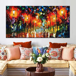 <span class=keywords><strong>Peinture</strong></span> murale abstraite moderne et tendance, <span class=keywords><strong>feuille</strong></span> colorée, affiche HD à l'huile, 100% peinte à la main, <span class=keywords><strong>d</strong></span>écoration pour chambre familiale et salon - Product Image 3