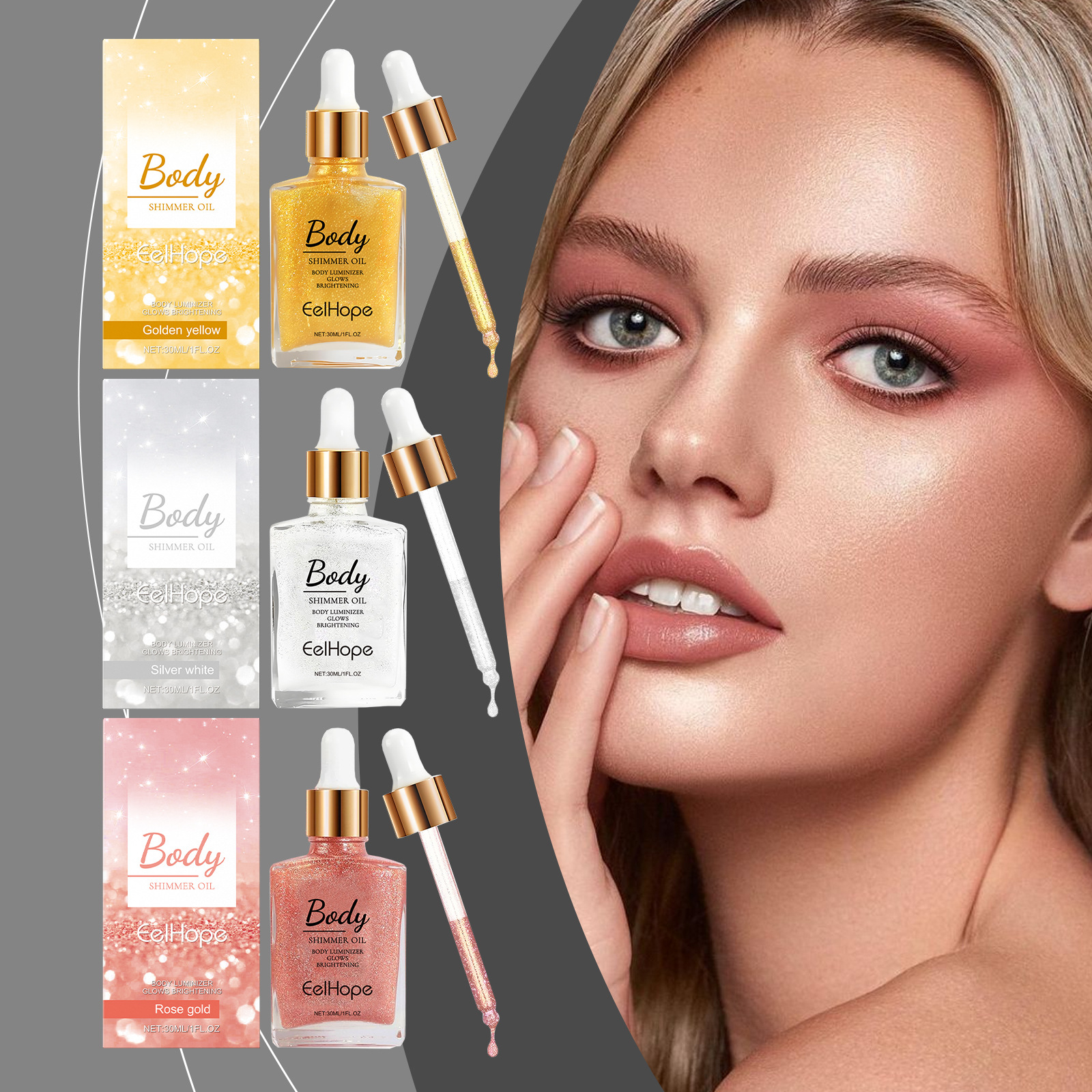 EELHOPE Party Spotlight Makeup Easy-to-Apply Long Lasting Liquid Highlight Body Glitter in Powder Form Moisturizer Effect