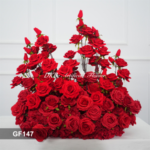 นวัตกรรมดอกไม้ล่าสุด ช่อดอกไม้สีแดงสดสำหรับตกแต่งทางเดินในงานแต่งงาน - Product Image 2