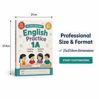 Cahier d'exercices scolaire personnalisé professionnel, impression offset, couverture souple, couleur intégrale, format A4, en anglais