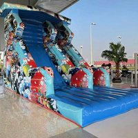 Toboggan aquatique sec QIQU à thème marin pour usage commercial 9x4m, thème océanique pour adultes et enfants, toboggan aquatique gonflable