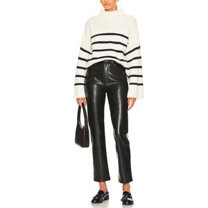 กางเกงหนังทรงขาบานแบบเรียบสำหรับผู้หญิง คุณภาพสูง ออกแบบแฟชั่นตามสั่ง ขายส่ง - Product Image 5