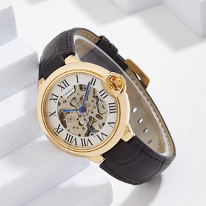 <span class=keywords><strong>Montre</strong></span> Mécanique de Luxe Entièrement Automatique <span class=keywords><strong>Personnalisable</strong></span> pour <span class=keywords><strong>Homme</strong></span>, Boîtier en Alliage de 22 mm, Cadran au Design Creux, Bracelet en Cuir Tendance, Verre - Product Image 1