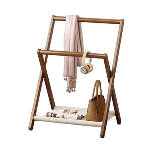 Folding <b>clothes</b> <b>rack</b>, floor-standing, bedside <b>clothes</b> organizer, hat <b>rack</b>, storage solution, home bedroom brown <b>clothes</b> <b>rack</b> - Product Image 5