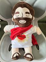 Jésus en peluche créatif qui respire avec éclairage et musique, adorable poupée en peluche de Jésus respirant, jouet en peluche de Jésus qui respire