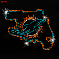 Motif dauphins, strass, motifs Miami Dolphins, modèles de strass, garnitures, appliques pour tissu