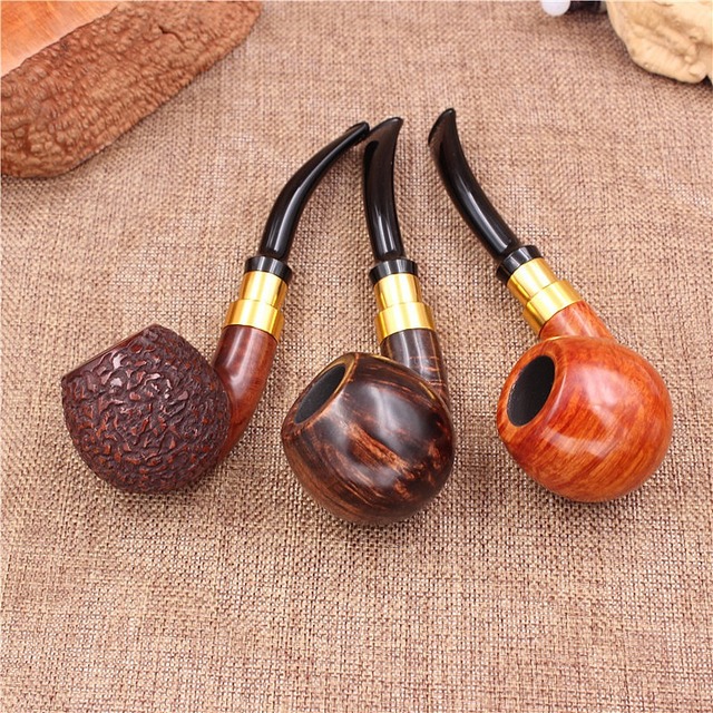 Wholesale High Grade Natural Briar Wood Smoking Pipe Large Freehand Bent Style Tobacco Pipe Set With Accessories for Men Gift