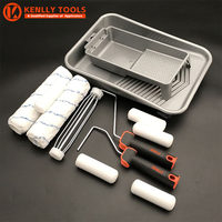 Outils à main pour la construction et la peinture murale, ensemble de 7 pinceaux et rouleaux à peinture avec poignée en caoutchouc