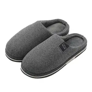 Women And Men Slippers Memory Foam Slippers For Home Winter Non Slip Male House Shoes Stripe Unisex Indoor Plus Size