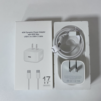 Adaptateur secteur 40W dynamique 60W max, câble tressé USB-C vers USB-C 60W, chargeur USB-C PD 40W pour iPhone, adaptateur USB-C UE US UK