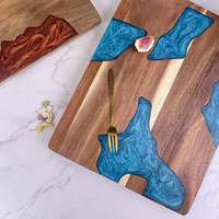 Produits de cuisine tendance 2026 Nouveautés Planche à découper double face grande taille en résine et bois unique pour ustensiles de cuisine