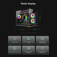 Boîtier PC MicroATX en verre trempé double avec support de radiateur latéral de 280 mm, châssis de jeu panoramique