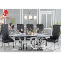 Ensemble de salle à manger de luxe avec table en marbre, tables à manger, Esstisch