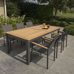 Juego de mesa y silla moderno para exteriores, madera maciza plegable para uso en parques y villas, protección solar impermeable - Product Image 5
