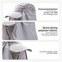 Topi Outdoor Nylon dengan Pinggiran Lebar dan Pelindung Wajah & Leher untuk Olahraga Pria & Wanita, untuk Perjalanan, Bersepeda, Memancing, Bahan Cepat Kering