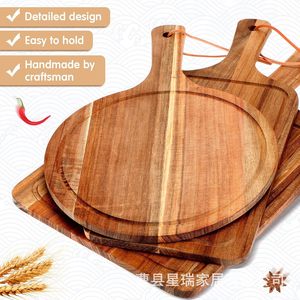 Planche à découper en bois ronde carrée de 15,75 po x 9,45 po pour servir steak, pain, pizza, usage en cuisine - Product Image 2