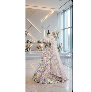 Conjunto Lehenga Golden Earth Heritage para Mujer, Traje Étnico para Bodas y Fiestas con Dupatta, Estilo Tradicional - Product Image 2