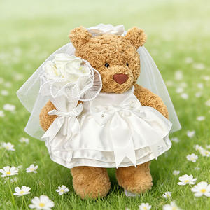 Ropa <span class=keywords><strong>para</strong></span> Muñeco de Peluche Oso de Barcelona de 28cm, 36cm, 47cm - Traje Azul Oscuro con Vestido de Novia de Satén <span class=keywords><strong>para</strong></span> JellyCatt - Product Image 2