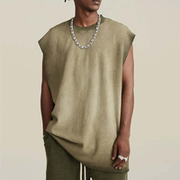 Débardeur streetwear d'été personnalisé vintage 100 % coton épais délavé à l'acide, t-shirt tricoté oversize 300 g/m²