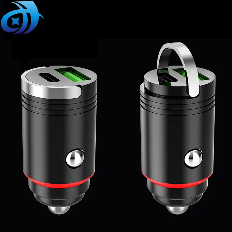 OEM Custom Dual 2 Port Metal Car Charger Fast Charging 30w Mini Pd Car Charger For Phone Usb c Car Charger adapter 3.0 Quick