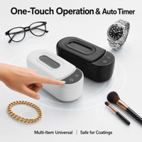 Nettoyeur à ultrasons professionnel 48 kHz avec 4 lumières UV pour lunettes de soleil et lunettes de vue, portable pour la maison et la voiture