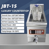 OURUITE JBT-15TC Friteuse Électrique Professionnelle avec Thermostat, 3KW, Acier Inoxydable Argenté, 220V, 1 Pièce, Certifiée CE