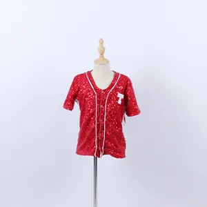 Cool garçon ou fille Baseball uniforme brillant Sequin chemise Performance porter école sport ré<span class=keywords><strong>union</strong></span> uniforme danse Costume - Product Image 1