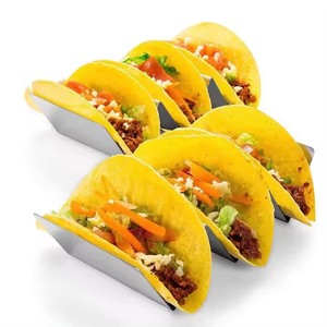 Ensemble de 3 supports à <span class=keywords><strong>tacos</strong></span> en acier inoxydable - Support alimentaire pour <span class=keywords><strong>tacos</strong></span>/burritos, vaisselle occidentale - Product Image 3