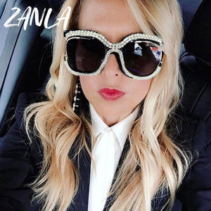 Gafas De sol redondas De gran tamaño con diamantes para mujer, marca De lujo 2023, gafas De sol elegantes con cristales brillantes, gafas De sol Lunette De Solei - Product Image 2