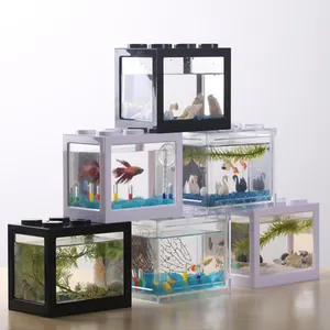 Tabela cubo de tanque de peixes, fácil paisagem, aquários e acessórios decoração barato, plástico acrílico, peixes, 2 peças estocado