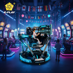 Simulateur <span class=keywords><strong>de</strong></span> course VR interactif à trois écrans Eplay pour intérieur, construction en fibre <span class=keywords><strong>de</strong></span> verre et métal, 6dof/4dof, pour aéroport et centre commercial - Product Image 1