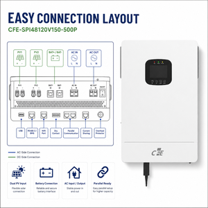 Inversor Híbrido de 12kW 48V <span class=keywords><strong>CFE</strong></span> SPI48120V150-500P, Sistema de Almacenamiento de Energía para el Hogar, Respaldo de Batería, Onda Sinusoidal Pura, Monofásico, UPS - Product Image 5