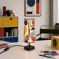 Lámpara de Mesa de Tela con Diseño Artístico Multipatrón, Estilos de Decoración Versátiles, Lámpara de Noche con Bombilla LED Incluida